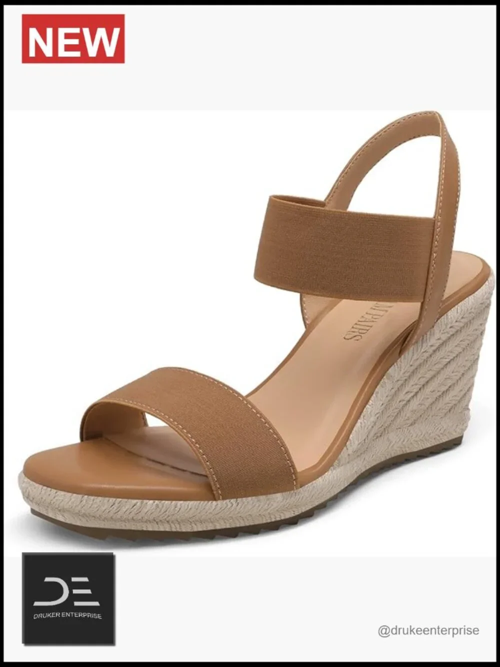 Open Toe Espadrilles Platform Wedges Sandals with Elastic Ankle Strap